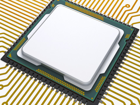 CPU Processor with Circuit Board Elements M1 Modelo 3D