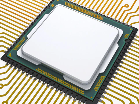 CPU Processor with Circuit Board Elements M1 3D Model