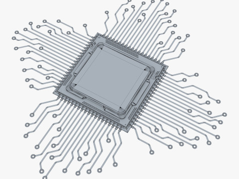 CPU Processor with Circuit Board Elements M1 Modelo 3D