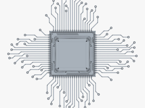 CPU Processor with Circuit Board Elements M1 Modelo 3D