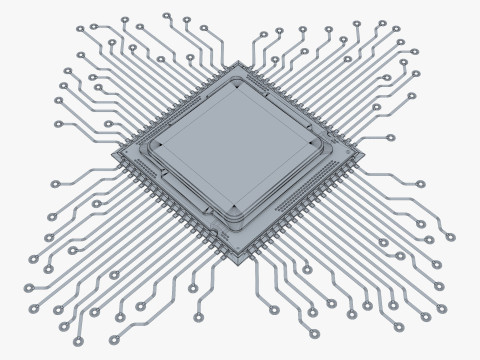 CPU Processor with Circuit Board Elements M1 Modelo 3D