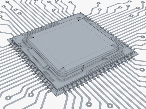 CPU Processor with Circuit Board Elements M1 Modelo 3D