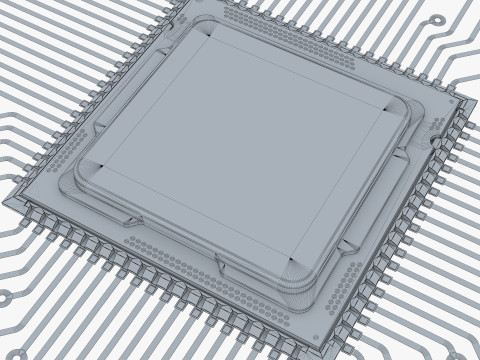CPU Processor with Circuit Board Elements M1 Modelo 3D