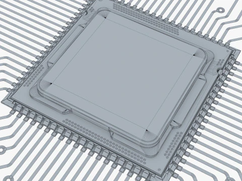 CPU Processor with Circuit Board Elements M1 3D Model