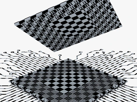 CPU Processor with Circuit Board Elements M1 3D Model