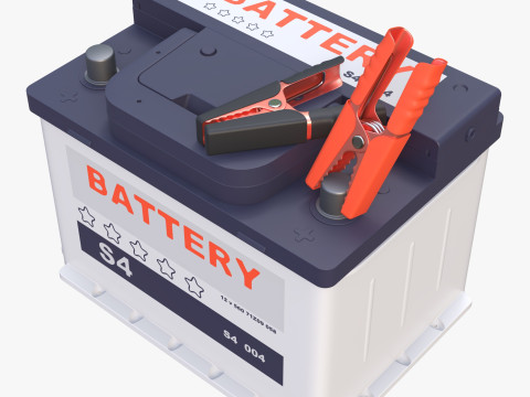 Car Battery with Jumper Clamps M1 3D 모델