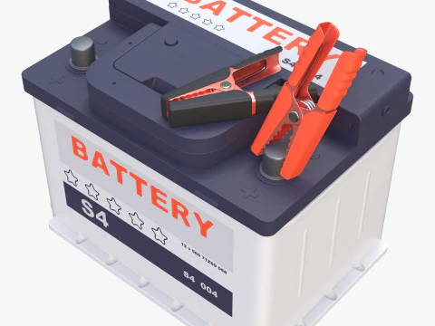 Car Battery with Jumper Clamps M1 3D Model