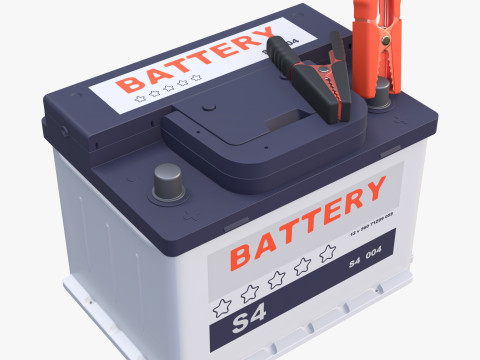 Car Battery with Jumper Clamps M1 3D 모델