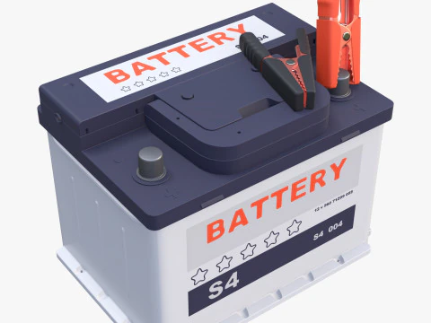 Car Battery with Jumper Clamps M1 3D Model