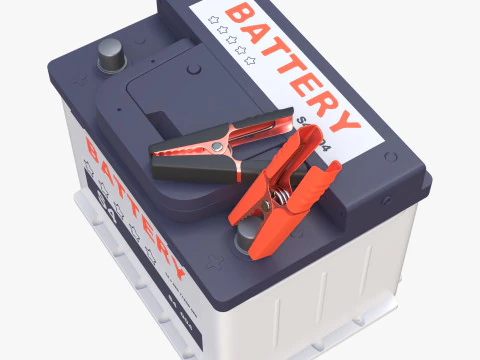 Car Battery with Jumper Clamps M1 3D Model