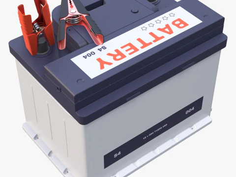 Car Battery with Jumper Clamps M1 3D Model