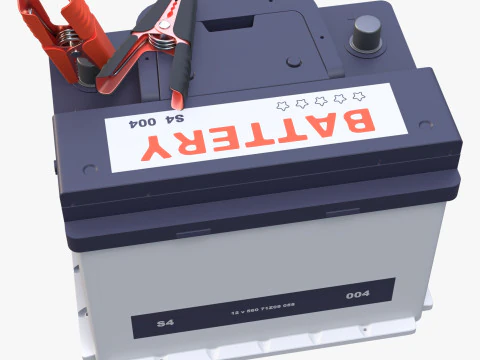 Car Battery with Jumper Clamps M1 3D Model