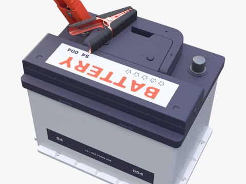 Car Battery with Jumper Clamps M1 3D 모델