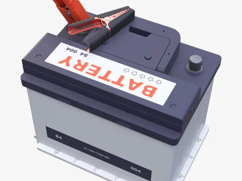 Car Battery with Jumper Clamps M1 3D Model