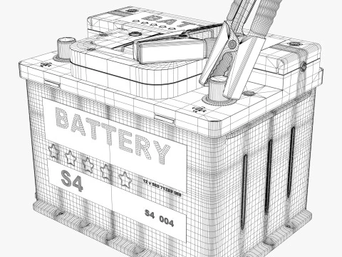 Car Battery with Jumper Clamps M1 3D Model