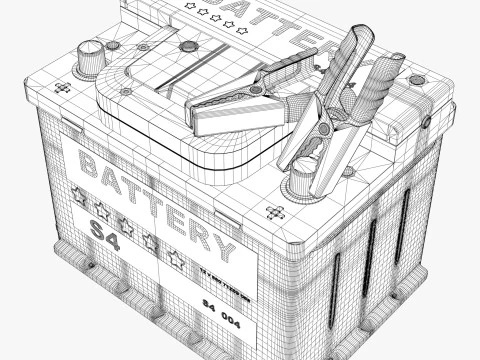Car Battery with Jumper Clamps M1 3D Model