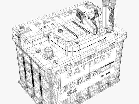 Car Battery with Jumper Clamps M1 3D Model