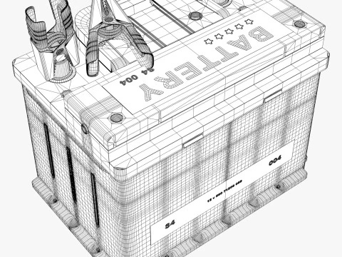 Car Battery with Jumper Clamps M1 3D Model