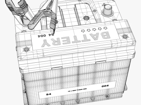 Car Battery with Jumper Clamps M1 3D Model
