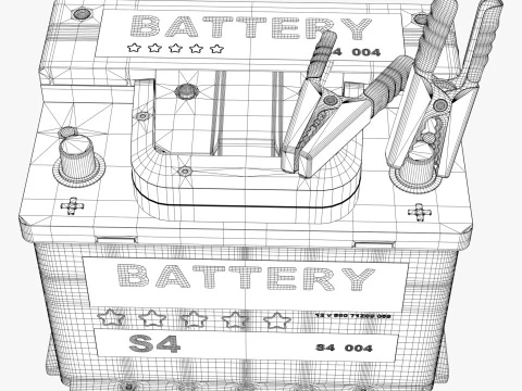 Car Battery with Jumper Clamps M1 3D Model