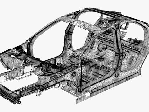 Car Frame Body Liftback Sedan M1 3D 模型