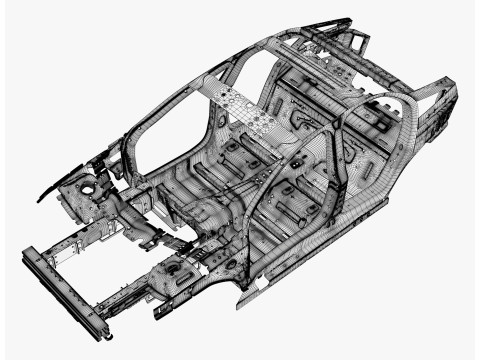 Car Frame Body Liftback Sedan M1 3D 模型