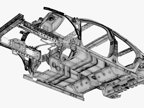 Car Frame Body Liftback Sedan M1 3D 模型