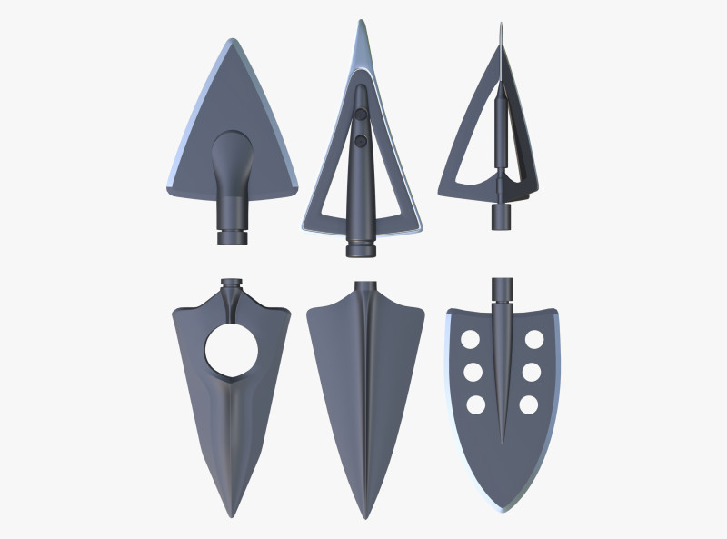 Set Arrowhead Hunting 6 Types 3D 모델 .c4d .max .obj .3ds .fbx .stl .blend