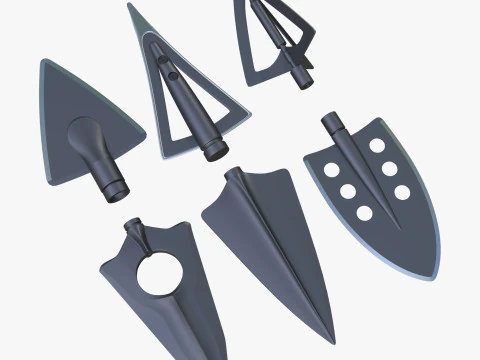 Imposta 6 tipi di caccia alla punta di freccia Modello 3D