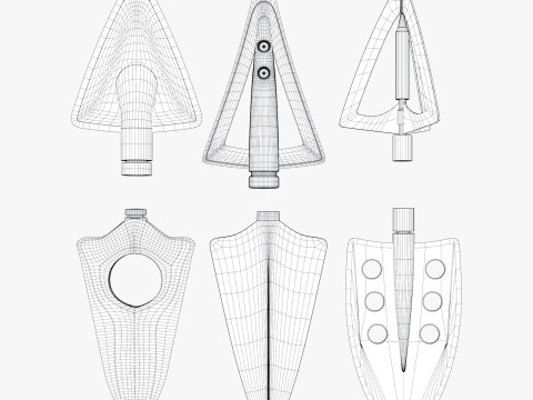 Set Arrowhead Hunting 6 Types 3D 모델