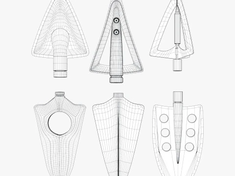 Imposta 6 tipi di caccia alla punta di freccia Modello 3D