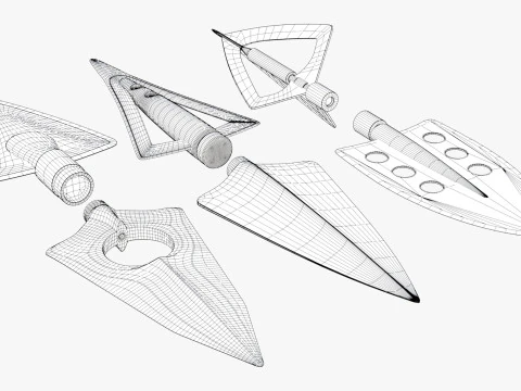 Imposta 6 tipi di caccia alla punta di freccia Modello 3D