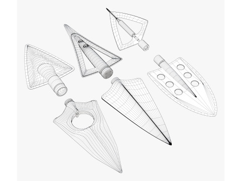 Set Arrowhead Hunting 6 Types 3D 모델