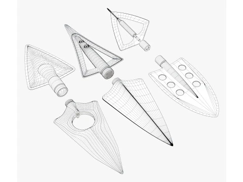 Imposta 6 tipi di caccia alla punta di freccia Modello 3D