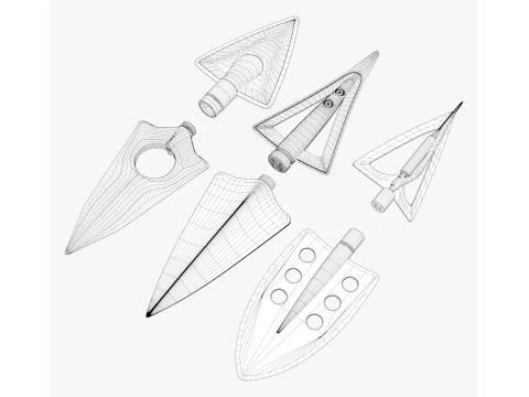 Imposta 6 tipi di caccia alla punta di freccia Modello 3D