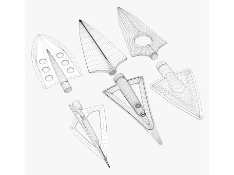 Set Arrowhead Hunting 6 Types 3D 모델