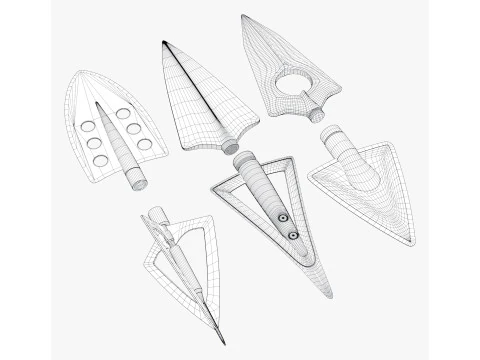 Imposta 6 tipi di caccia alla punta di freccia Modello 3D