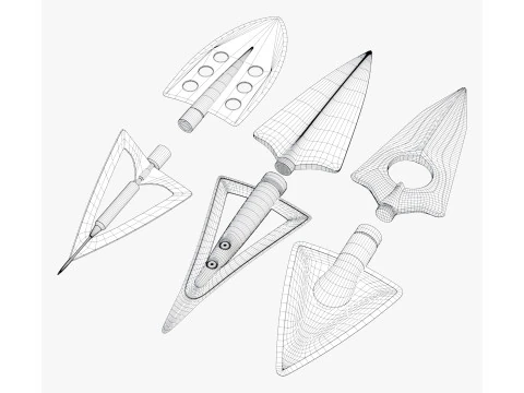 Imposta 6 tipi di caccia alla punta di freccia Modello 3D