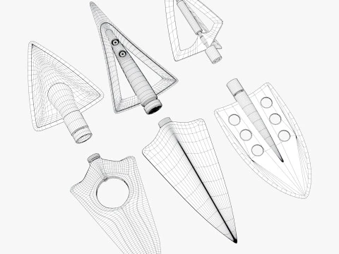 Imposta 6 tipi di caccia alla punta di freccia Modello 3D