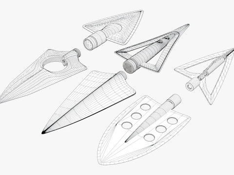 Imposta 6 tipi di caccia alla punta di freccia Modello 3D