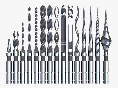 Drill Bit Set Industrial 15 Types 3D 模型