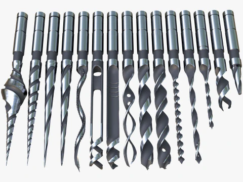 Drill Bit Set Industrial 15 Types 3D Model
