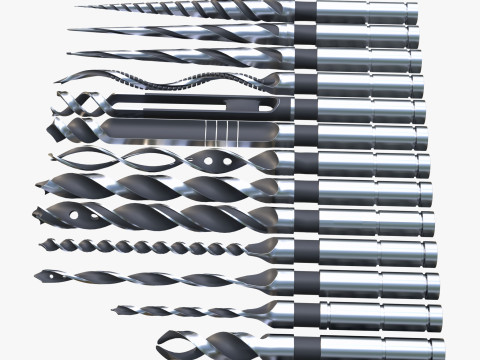Drill Bit Set Industrial 15 Types 3D Модель