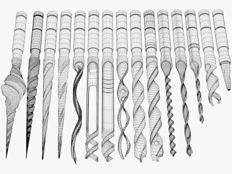 Drill Bit Set Industrial 15 Types 3D Model