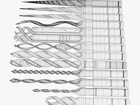 Drill Bit Set Industrial 15 Types 3D Модель