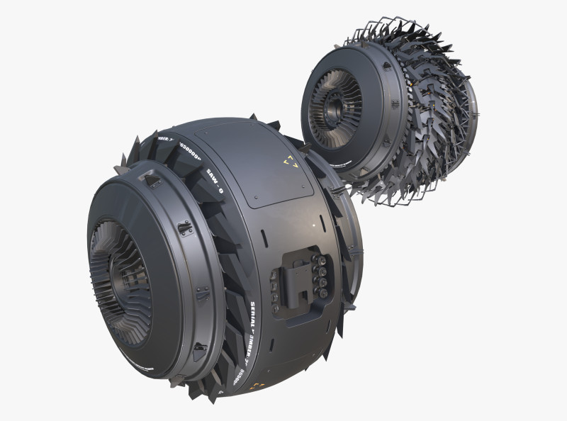 SciFi Propulsion Drone M1 3D Model .c4d .max .obj .3ds .fbx .stl .blend 
