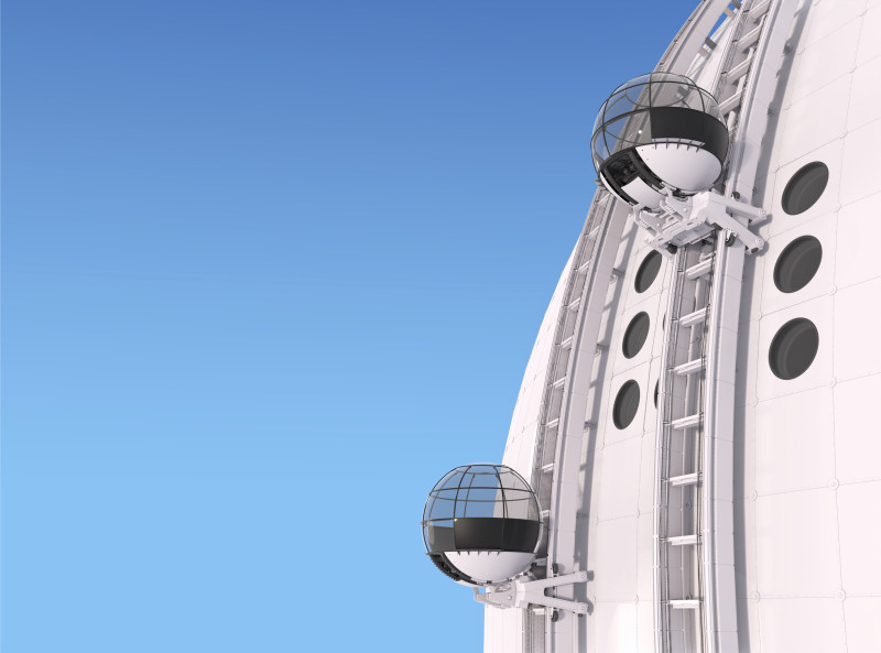 Exterior Spherical Elevator System M1 3D Model .c4d .max .obj .3ds .fbx .stl .blend