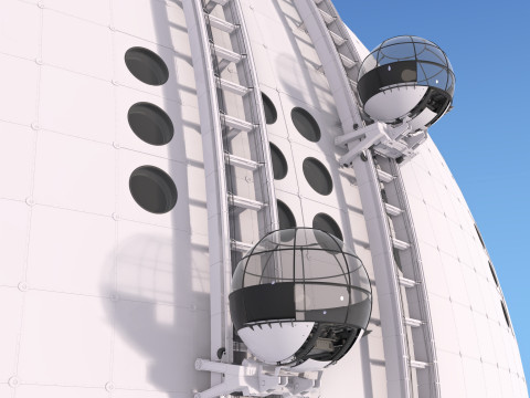 Exterior Spherical Elevator System M1 3D Model