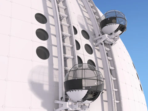 Exterior Spherical Elevator System M1 3D Model