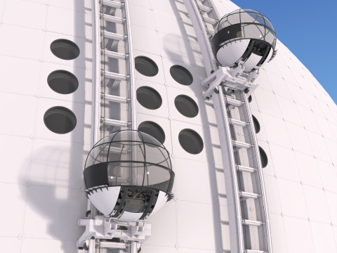 Exterior Spherical Elevator System M1 3D Model